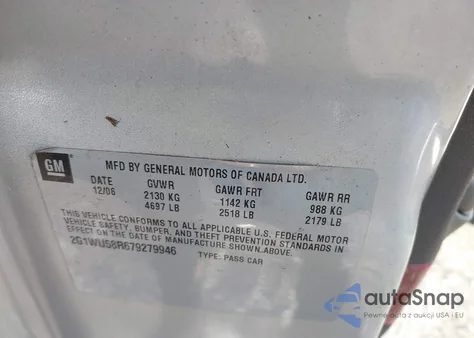 2007 Chevrolet Impala Ltz from USA, damaged, VIN 2G1WU58R679279946